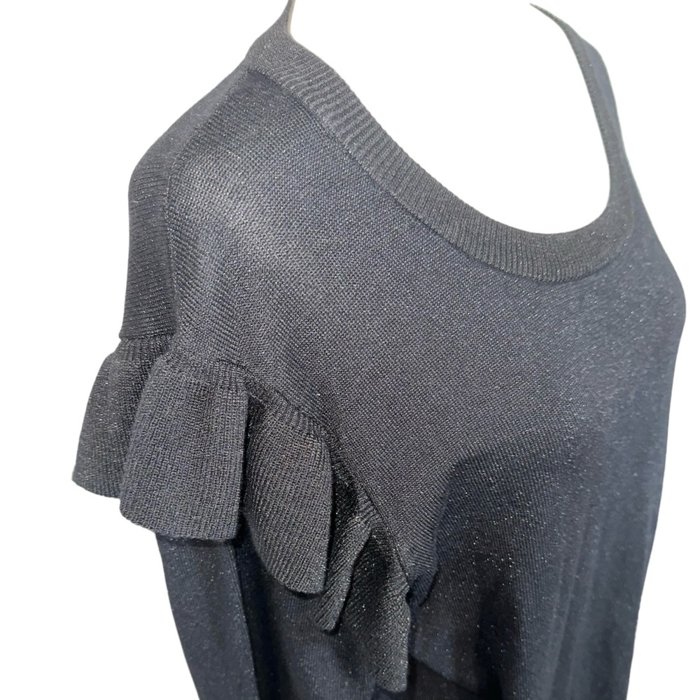 Select + Trend Black Long Sleeve Ruffle Shoulder Sweater Dress Size XL